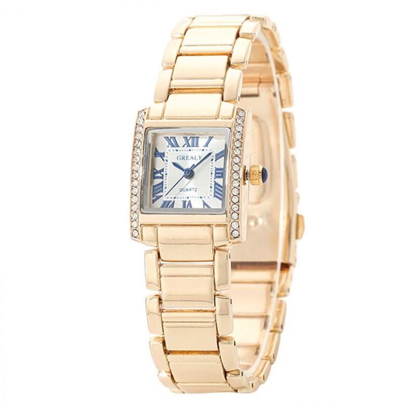 Fashionable Womens Watch Rectangular Timepiece With Roman Numerals And Diamond Accents - Eshtree