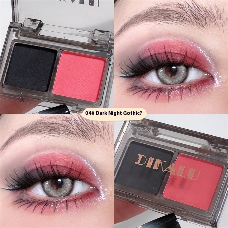 DIKALU Cool Two-tone Eye Shadow Plate Pink And Black Matte Shimmer Sweet And Spicy Punk