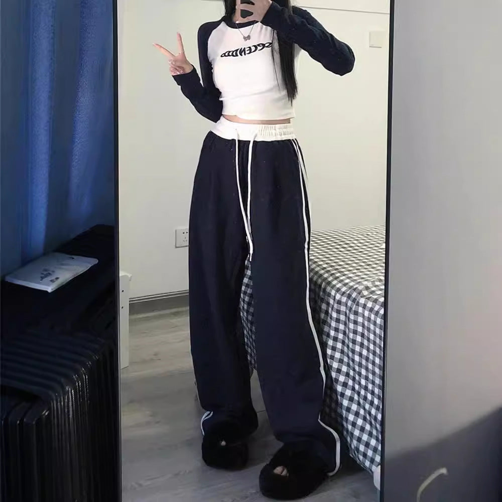 High Waist Drooping Loose Straight Casual Sweatpants