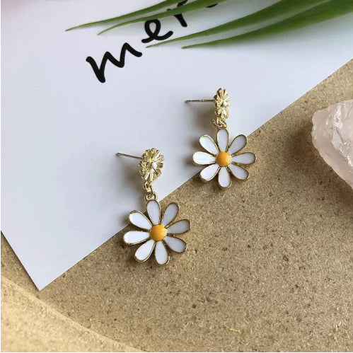 Dripped-glaze Flower Earrings For Women