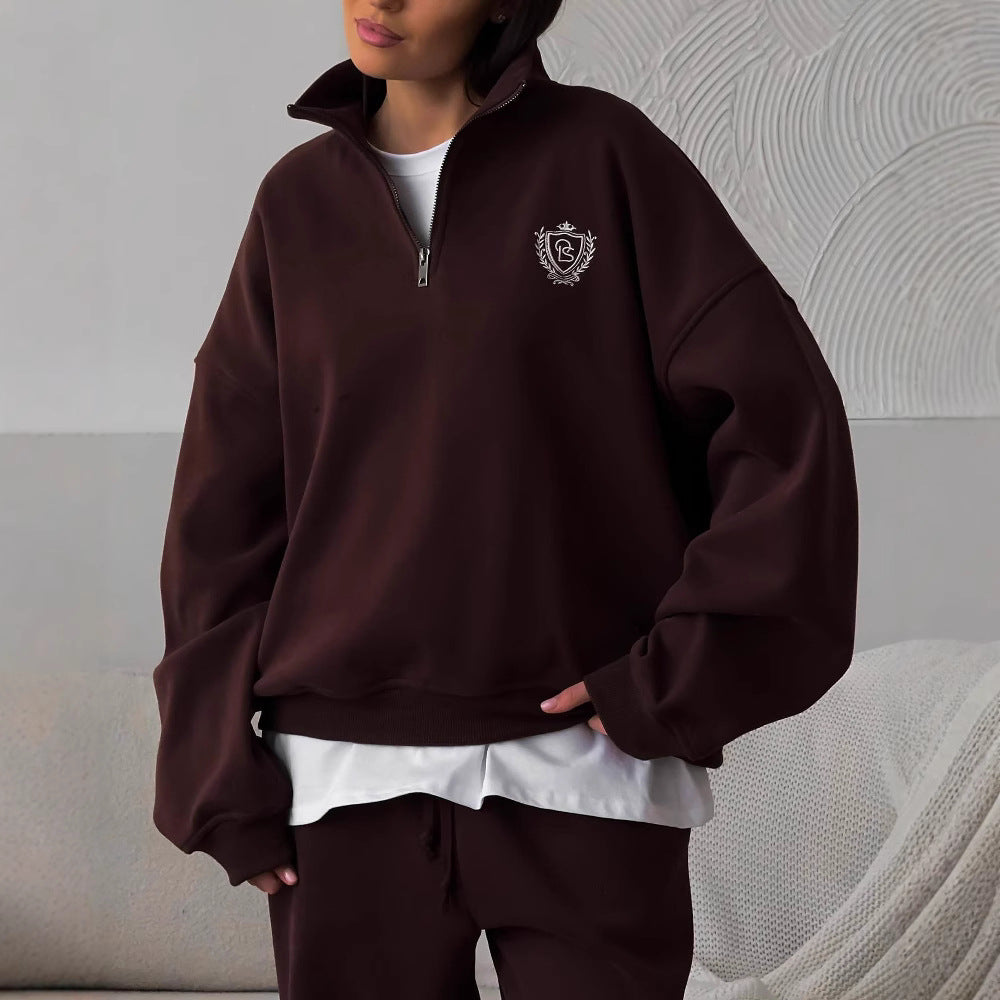 All-matching Comfortable Letter Crew Neck Terry Sweater