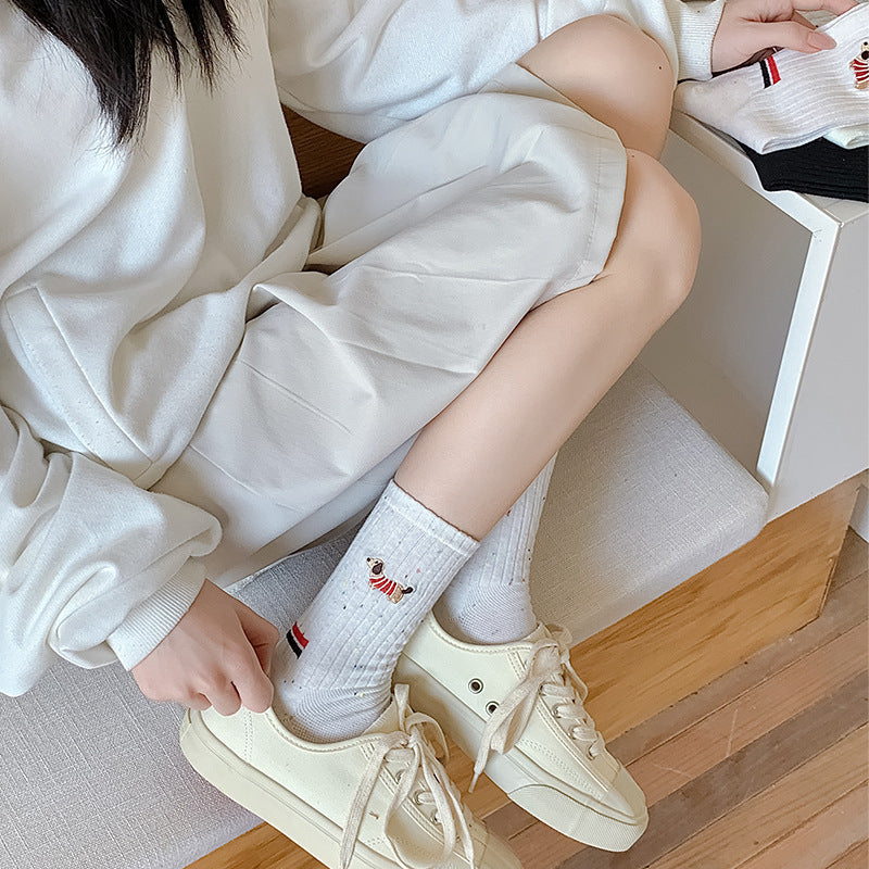Personality Puppy Embroidered Socks Children
