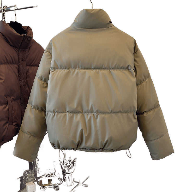 Women's Thickening Stand Collar PU Leather Disposable Cotton-padded Jacket