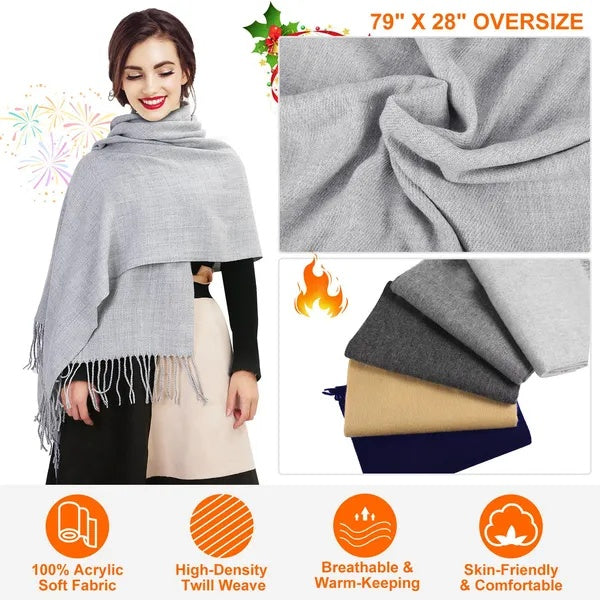 Mens Womens Oversize Cashmere Wool Shawl Wraps Blanket Winter
