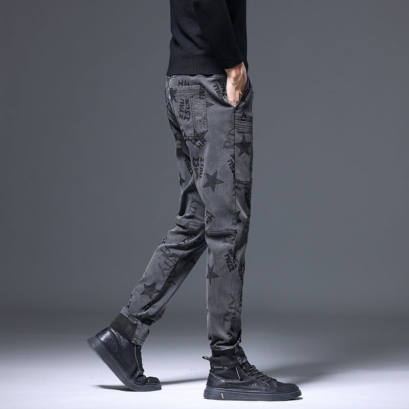 Mens Casual Slim-fit Straight-leg Trousers