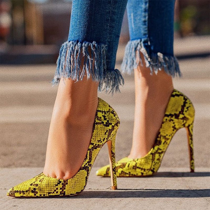 Female snake print high heels - Eshtree