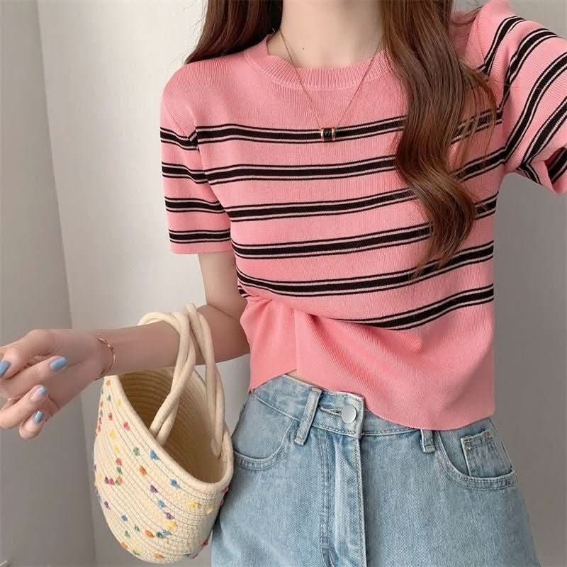 Figure - flattering Slimming French - style Short - sleeve Top - Eshtree