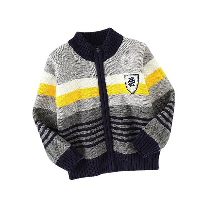 Fleece Sweater Cotton Jacket Children's Cardigan Knitwear Boys Pure Cotton - Eshtree