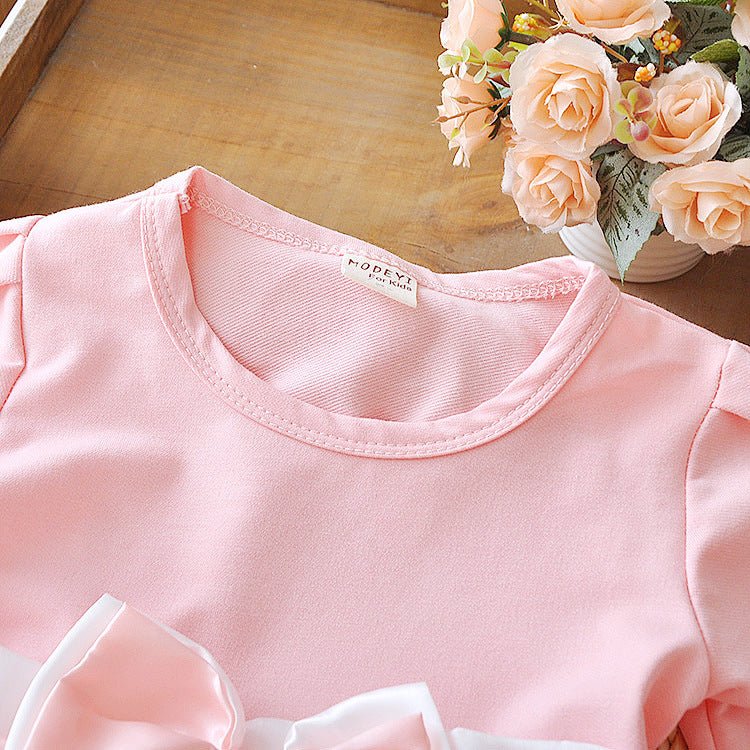 Flower bow long sleeve dress - Eshtree