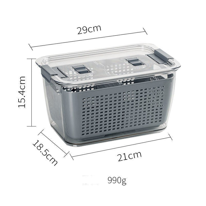 Fresh - keeping Box Large - capacity Separated Storage Box Fruit And Vegetable Cleaning Double - layer Drain Basket - Eshtree