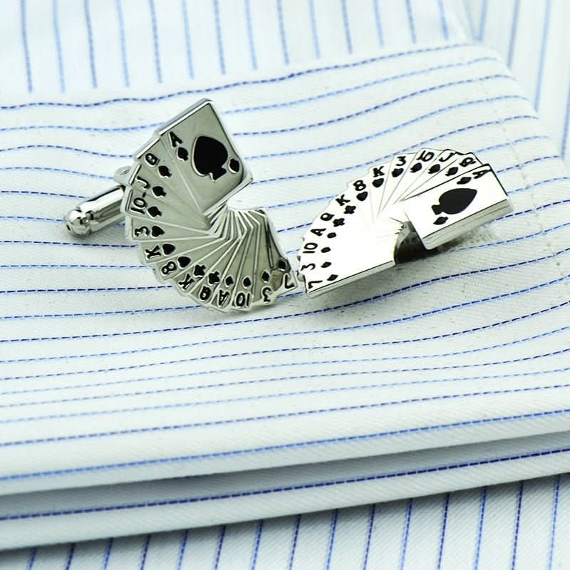 Fun Fan - Shaped Playing Cards k Cufflinks Cuff Nails Men's French Buttons - Eshtree