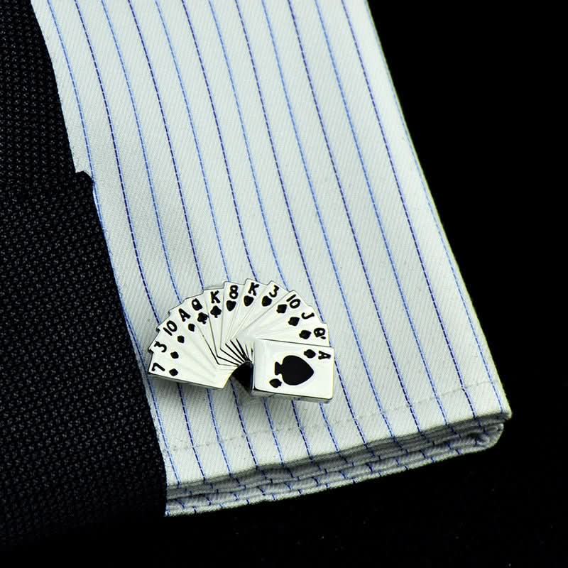 Fun Fan - Shaped Playing Cards k Cufflinks Cuff Nails Men's French Buttons - Eshtree