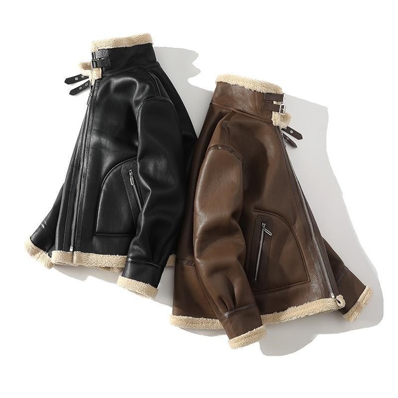 Fur Integrated Suede Jacket Male Velvet Padded Thickened Top - Eshtree