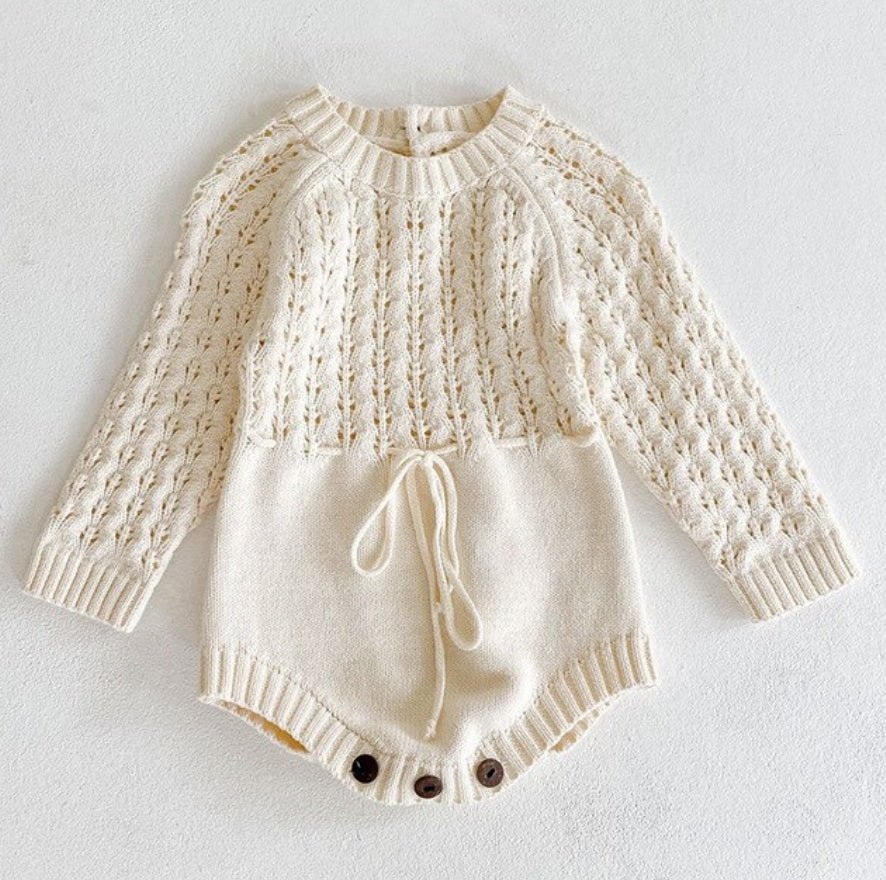 Girl Baby Knitted Hollow Waist Girdle Long Sleeves Harpy Dress Triangle - Eshtree