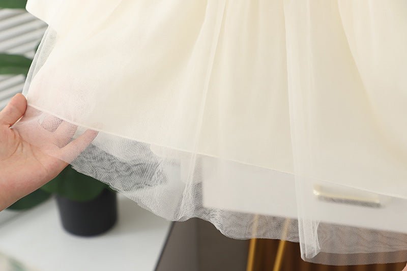 Girls Autumn Clothing Dress Puff Sleeve Bow - Eshtree