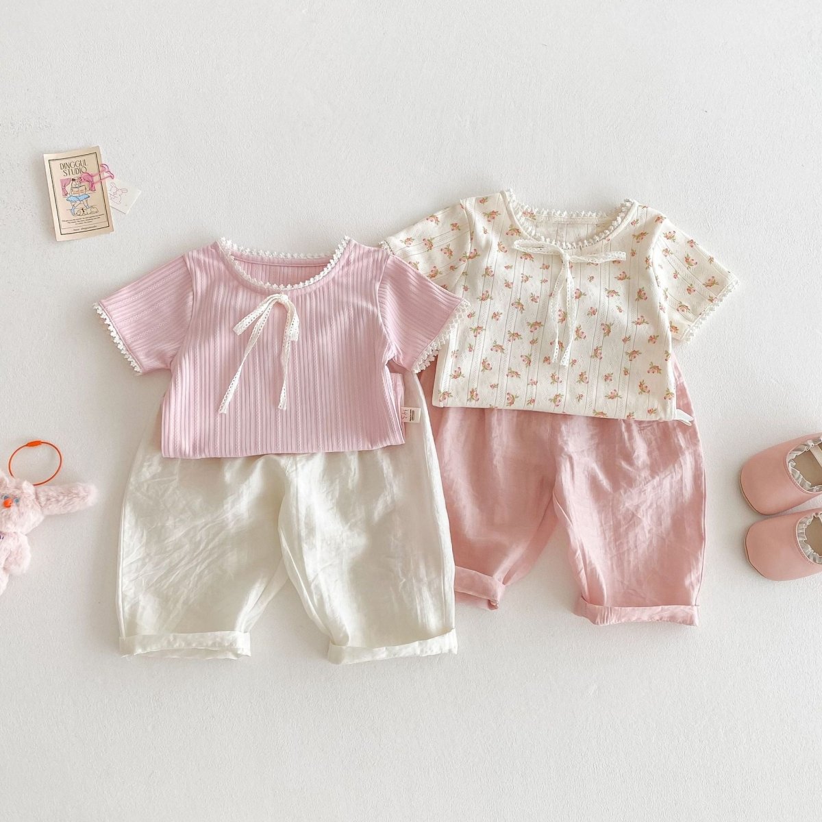 Girls' Bow Anti Mosquito Pants Solid Color Casual Pants - Eshtree