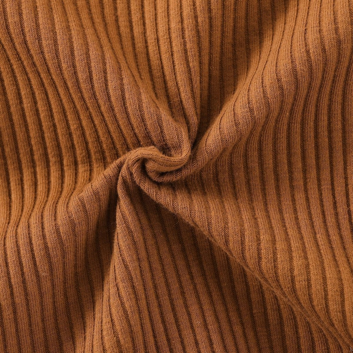 Girls' Cotton Sunken Stripe Micro Turtleneck Long Sleeve Pleated Skirt Suit - Eshtree