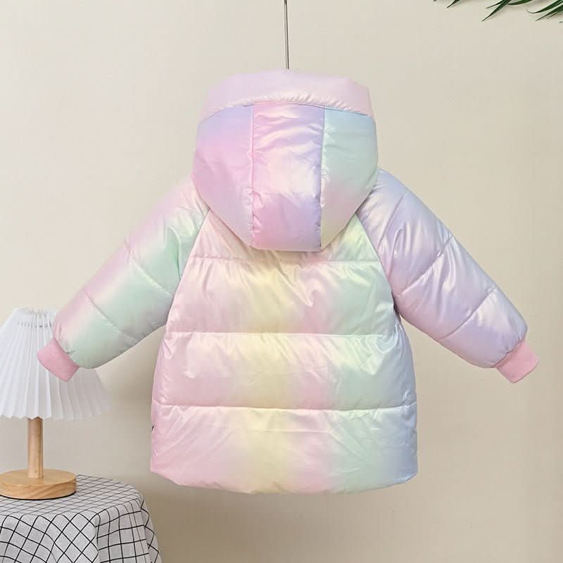 Girls' Down Jacket Thickened Autumn Rainbow Shiny Coat - Eshtree