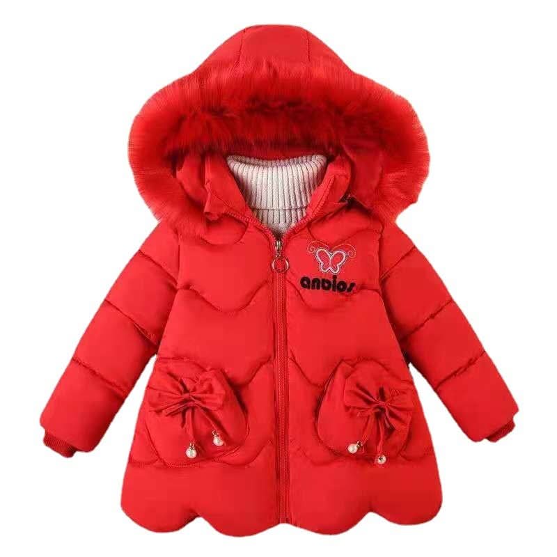 Girls' Fashion Big Fur Collar Down Cotton Jacket - Eshtree