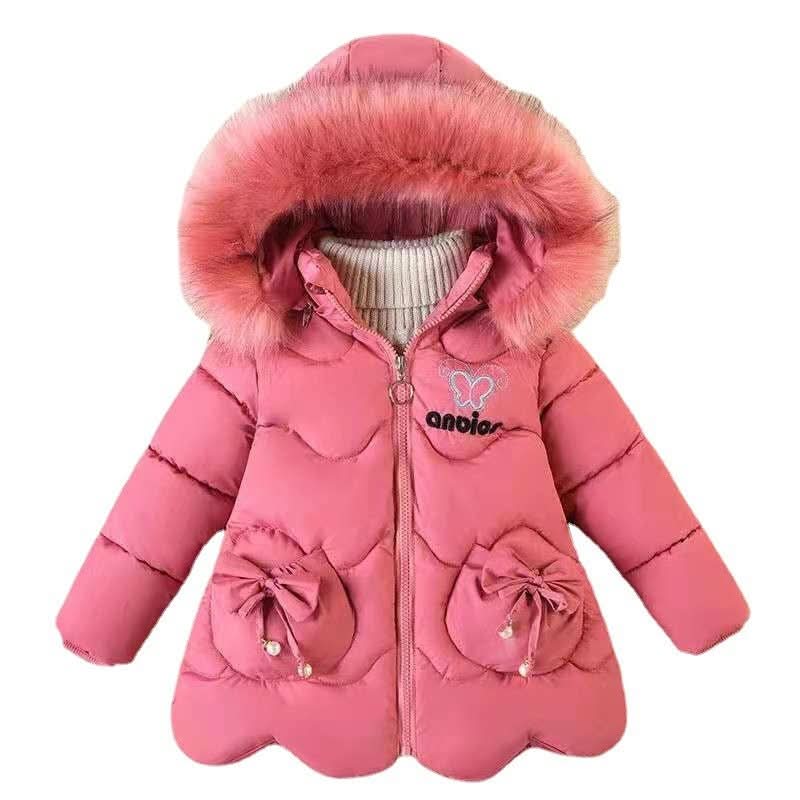 Girls' Fashion Big Fur Collar Down Cotton Jacket - Eshtree