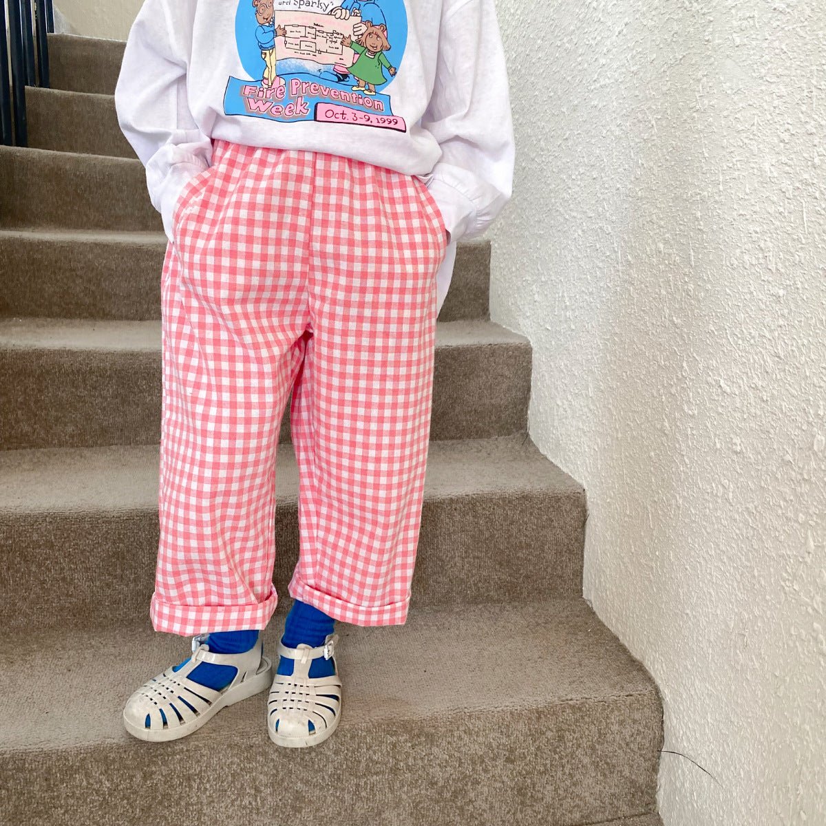 Girls Fashion Casual Cotton Plaid Pants - Eshtree