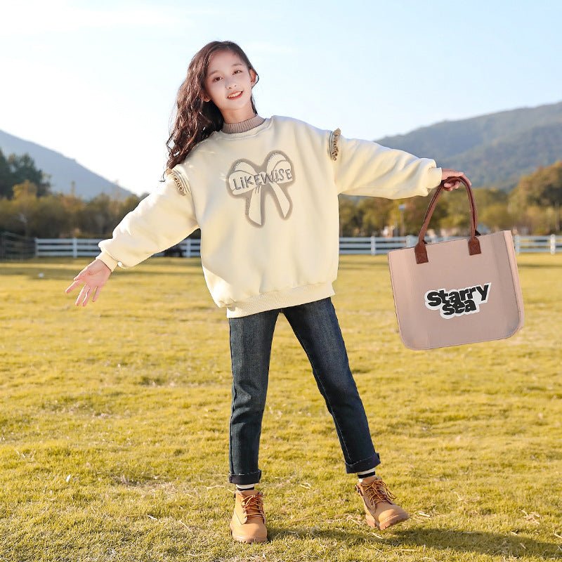 Girls' Fleece - lined Sweater Autumn And Winter Clothing - Eshtree