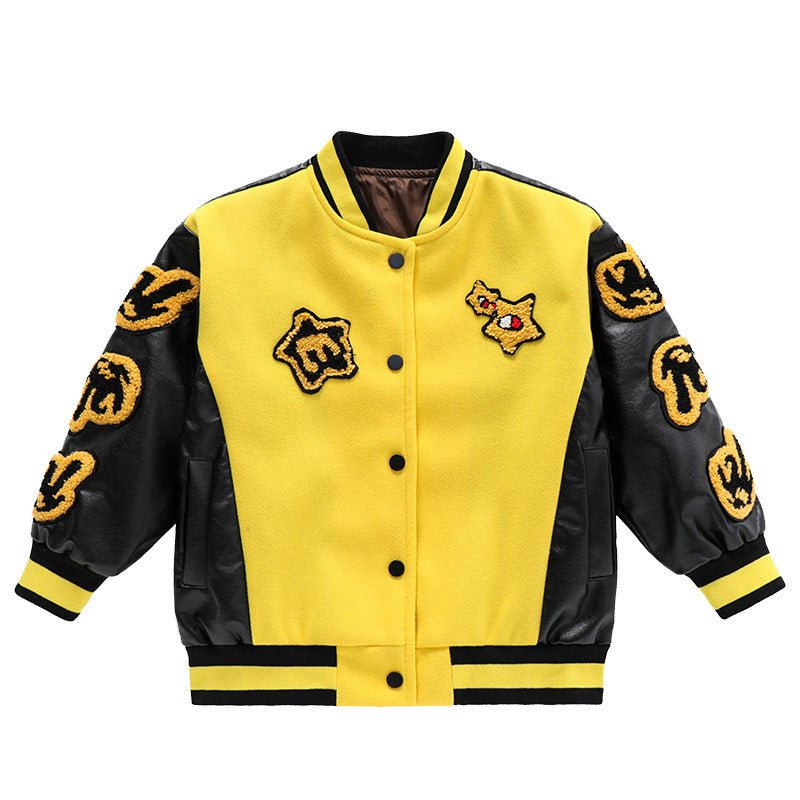 Girls Motorcycle Suit Western Style Stitching Leather Sleeve Jacket - Eshtree