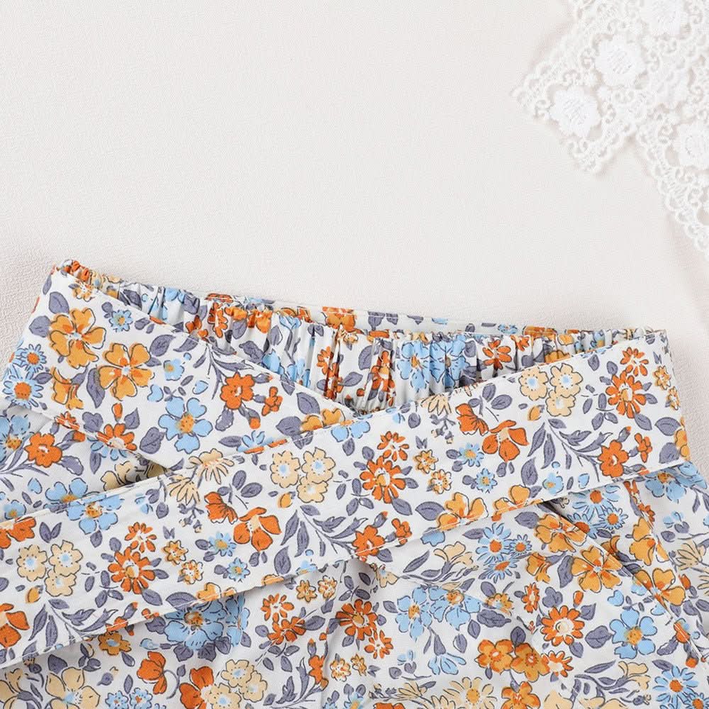 Girls' Suspender Top Floral Shorts Set For Children - Eshtree