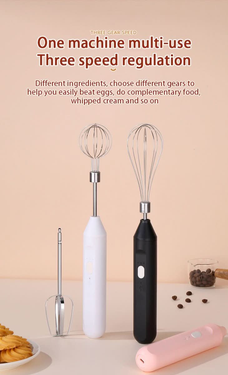 Hand - held Electric Whisk Household Baking Cake Egg White Whisk Small Straight Handle Whisk Wireless Whisk - Eshtree