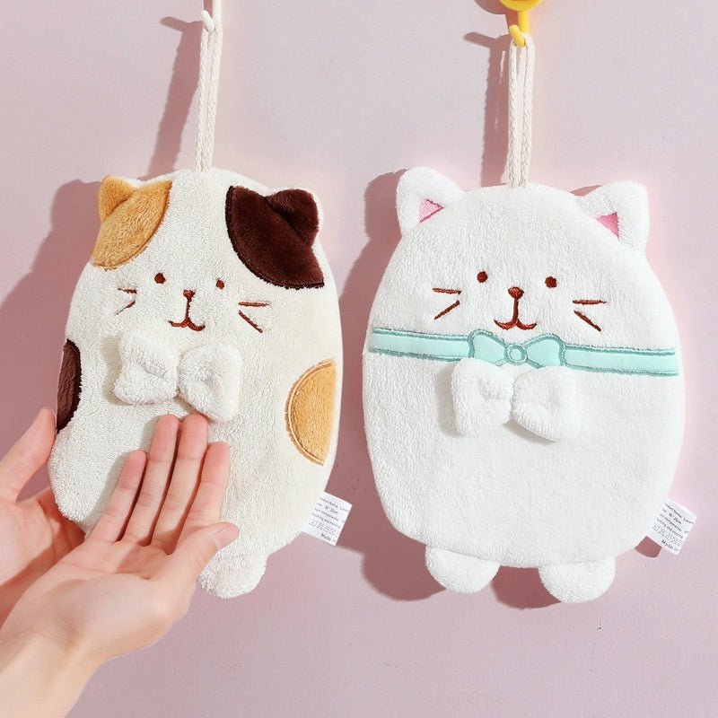 Hand Towel Hanging Cute Kitten Absorbent Lint - free Household Kitchen - Eshtree
