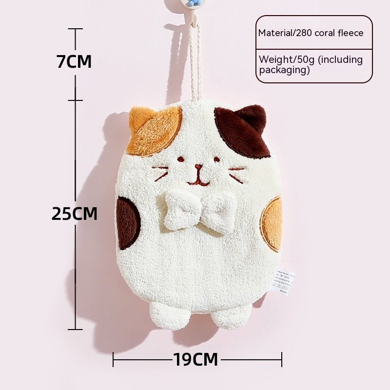 Hand Towel Hanging Cute Kitten Absorbent Lint - free Household Kitchen - Eshtree