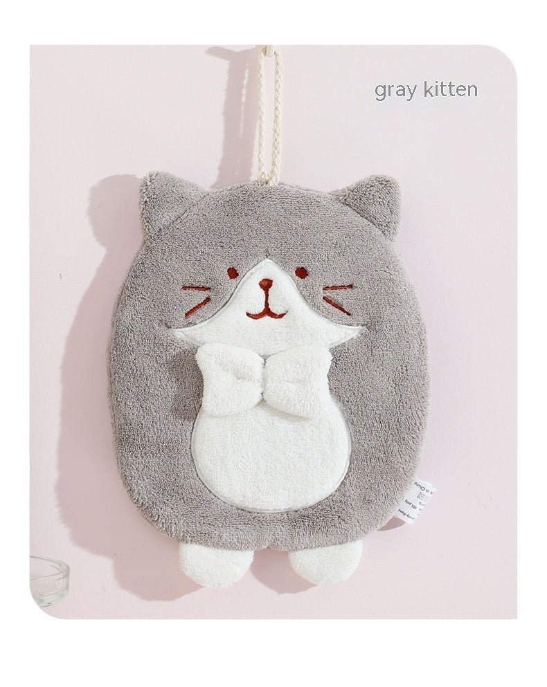 Hand Towel Hanging Cute Kitten Absorbent Lint - free Household Kitchen - Eshtree