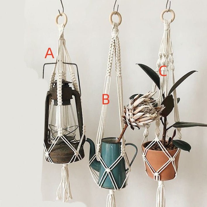 Hand - woven Cotton Net Hanging Basket Wall Hanging Decoration - Eshtree