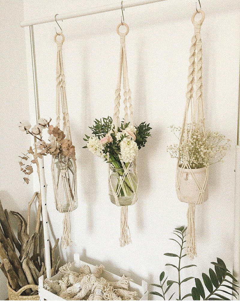Hand - woven Cotton Net Hanging Basket Wall Hanging Decoration - Eshtree