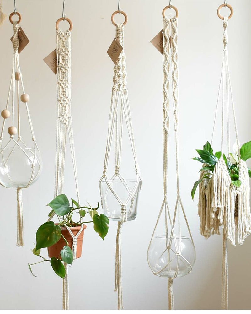 Hand - woven Cotton Net Hanging Basket Wall Hanging Decoration - Eshtree