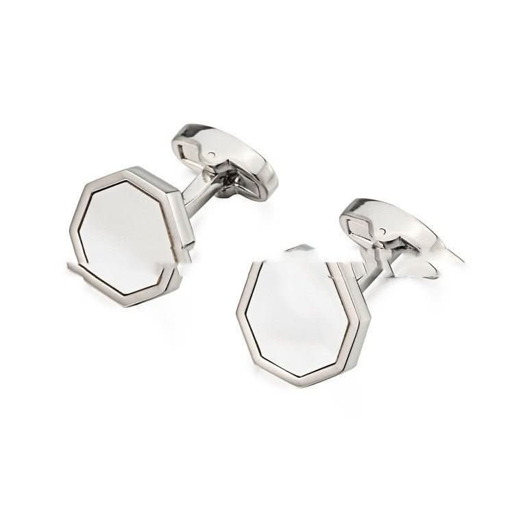 High - End Octagonal French White Shell Cufflinks - Eshtree