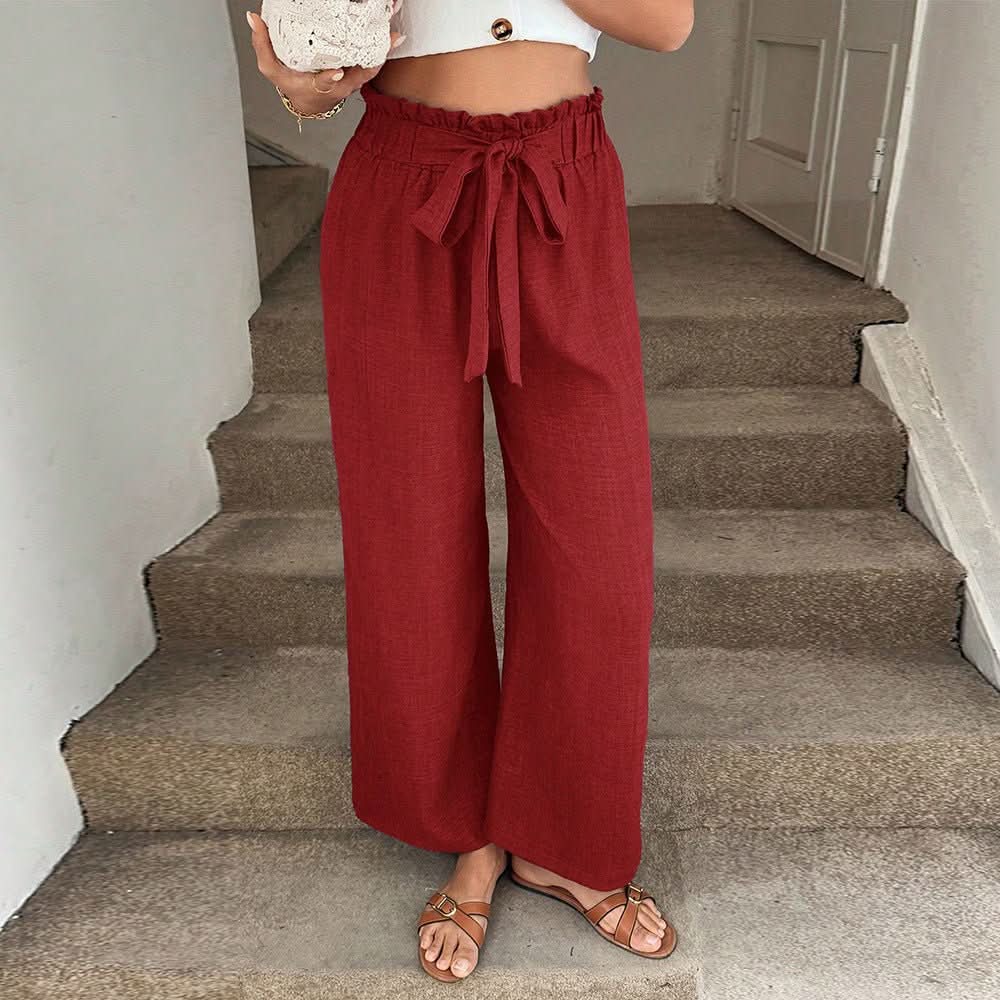 High Waisted Drawstring Casual Pants - Eshtree