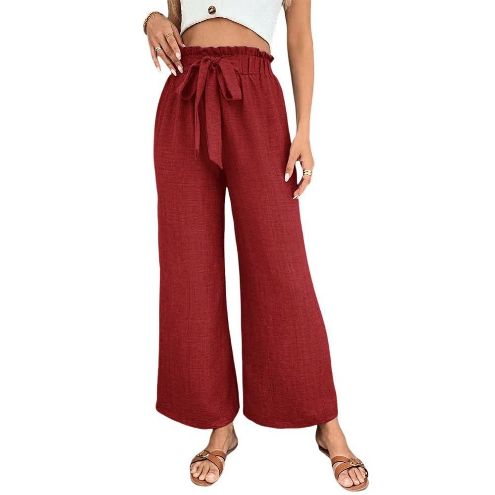 High Waisted Drawstring Casual Pants - Eshtree