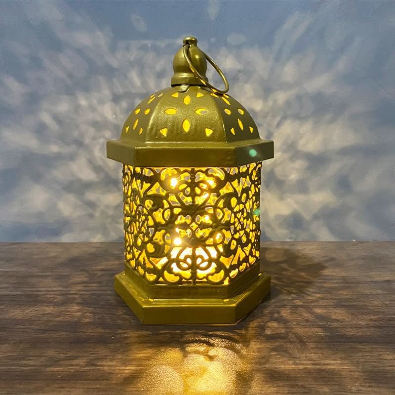 Home Decor Metal Lantern Eid Mubarak Night Led Ramadan Decoration Muslim Party Supplies Gift - Eshtree