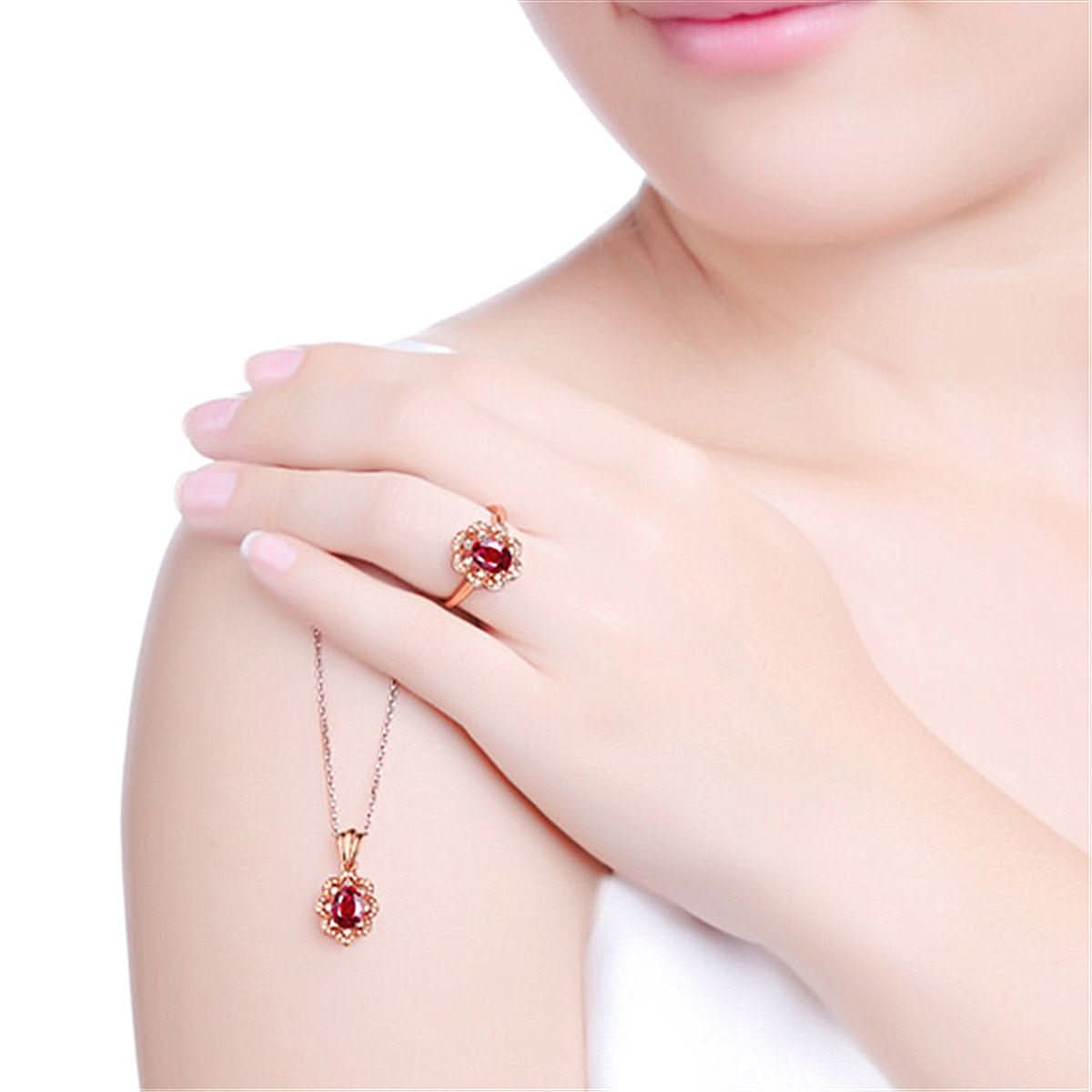 Hot silver ring engagement ring high - end ruby ring rose gold ring jewelry - Eshtree