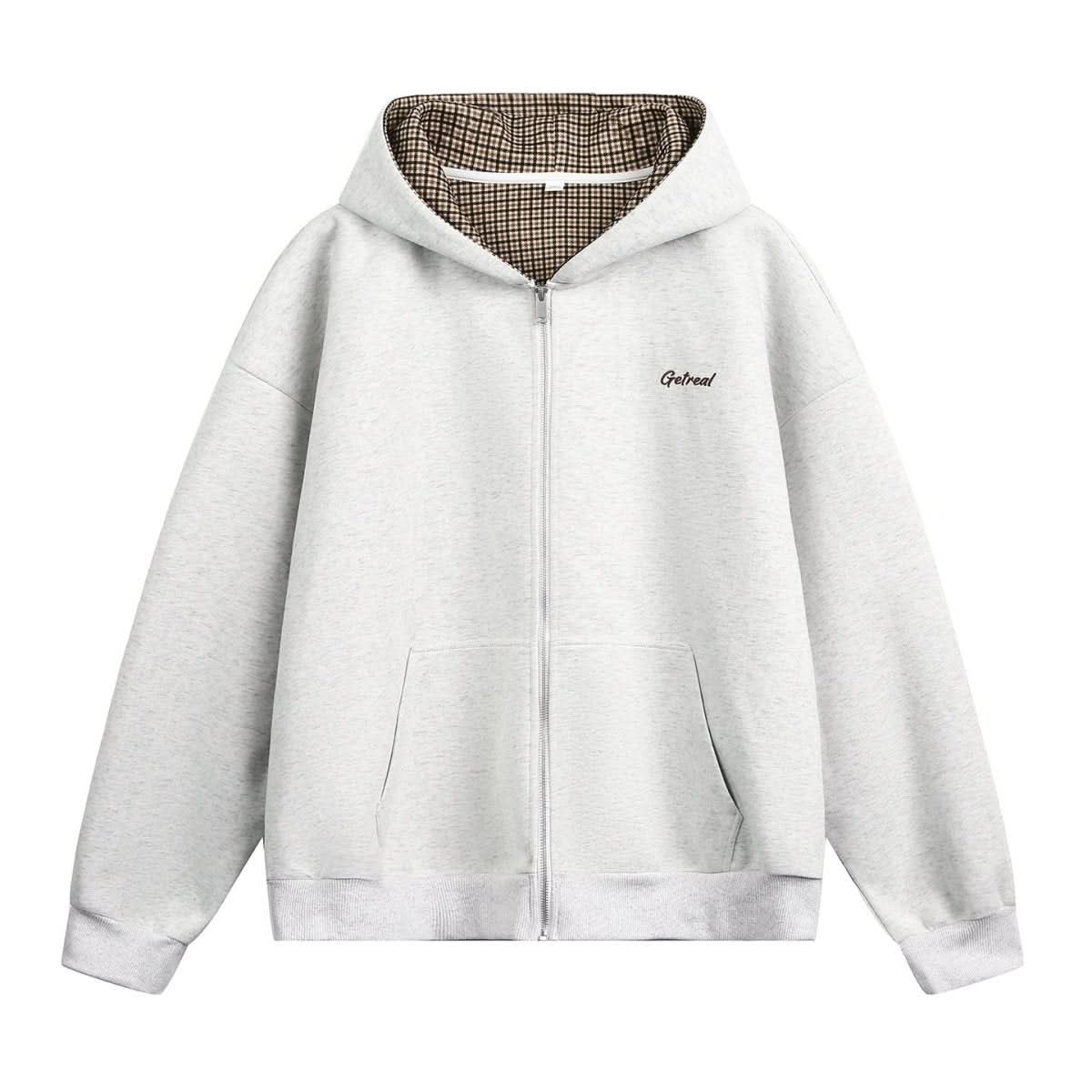 Houndstooth Contrast Color Inner Hooded Sweater Men's Autumn - Eshtree