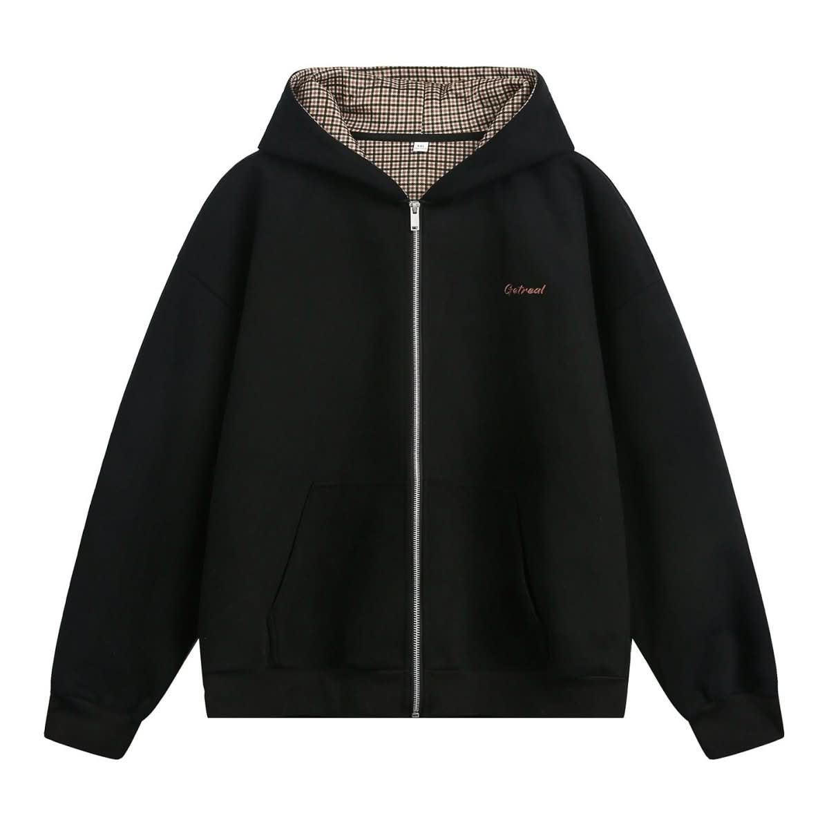 Houndstooth Contrast Color Inner Hooded Sweater Men's Autumn - Eshtree