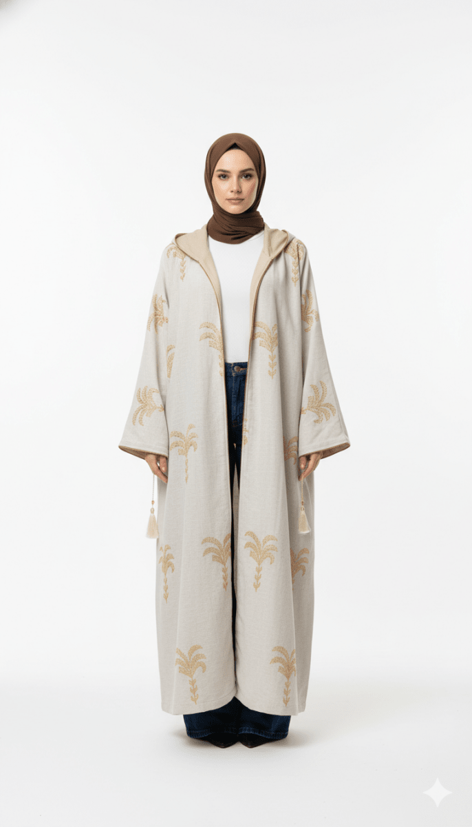 كارديجان راقي مطرز بتصميم انيق من خامة الكتان وتبطين سويدي - Eshtree