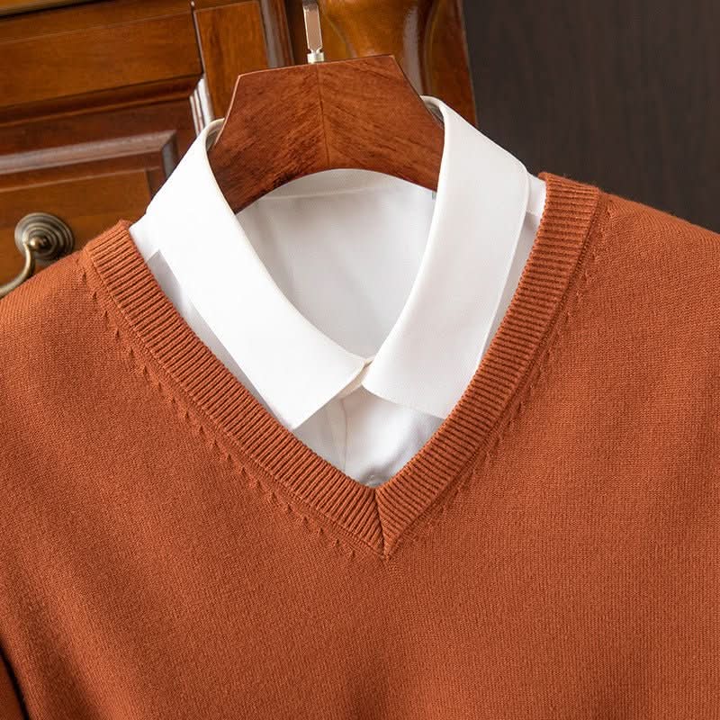 Knitted Sweater V - neck Men's Pullover Base Shirt - Eshtree