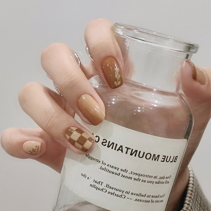 Kurixiang Latte Pull Wearing Nail Nail Patch Nail Patch - Eshtree