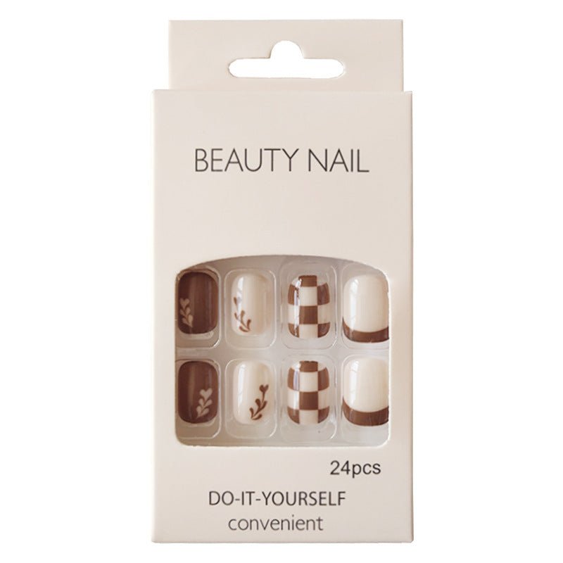 Kurixiang Latte Pull Wearing Nail Nail Patch Nail Patch - Eshtree