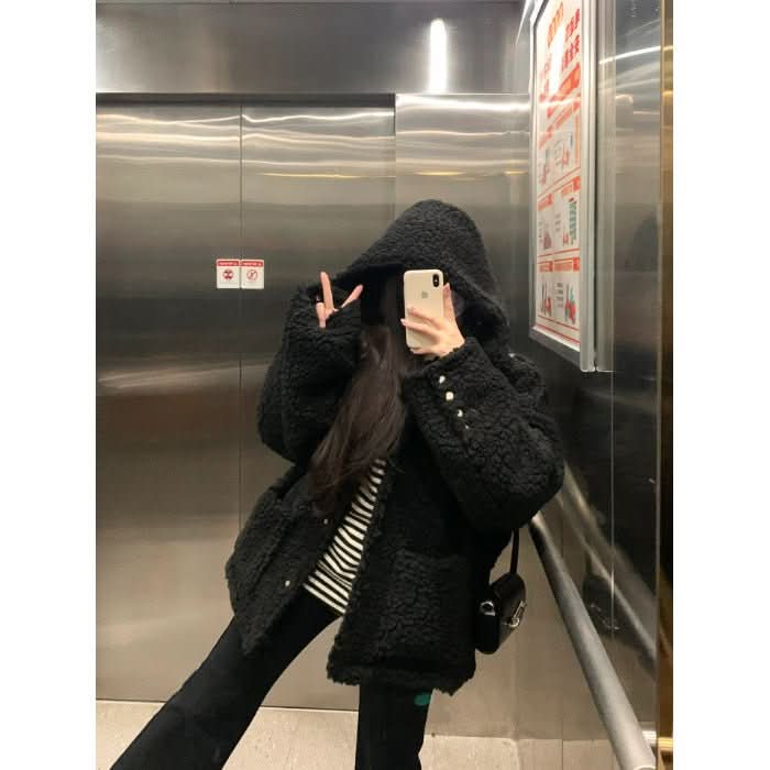 Lamb Wool Loose Sweater Coat - Eshtree