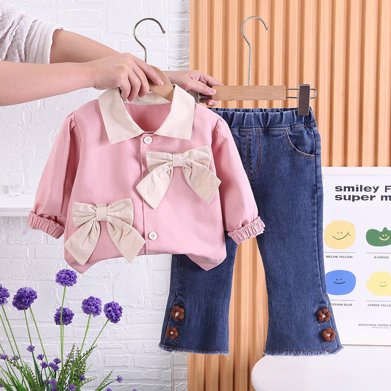 Lapel Long Sleeve Shirt Western Style Skinny Jeans Two - piece Set - Eshtree