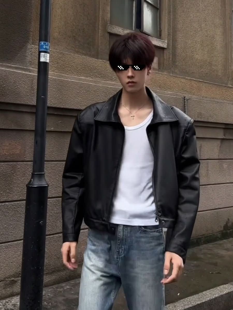 Leather Casual Baseball Uniform Motorcycle Jacket - Eshtree