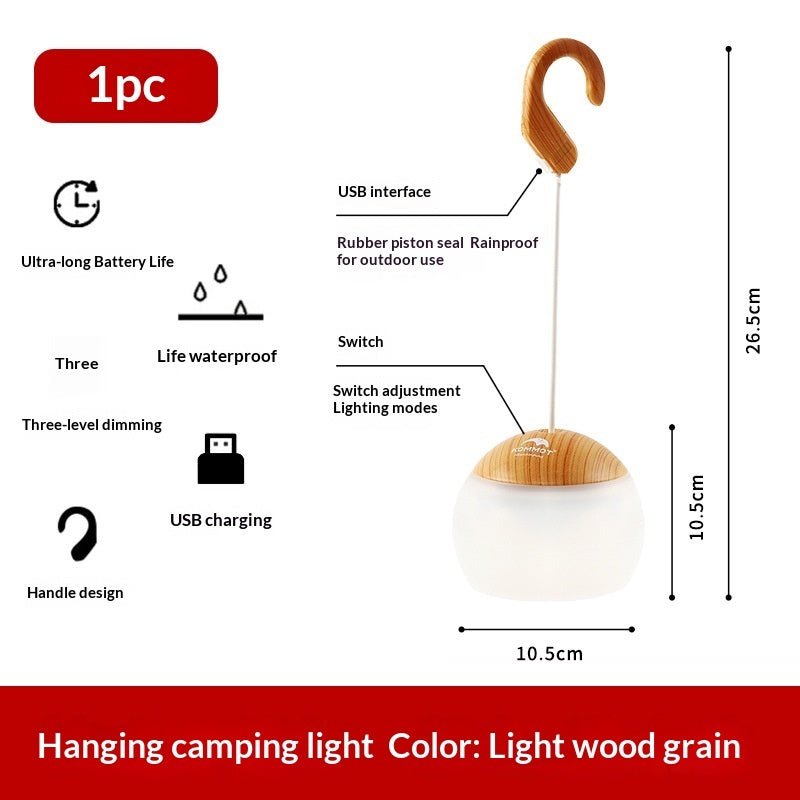 LED Rechargeable Camping Outdoor Campsite Long - Lasting Lighting Dimmable Tent Lamp - Eshtree
